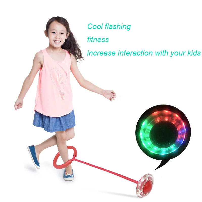 Glowing Bouncing Balls One Foot Flashing Skip Ball Jump Ropes Sports Swing Ball Children Fitness Playing Fun Entertainment Toys