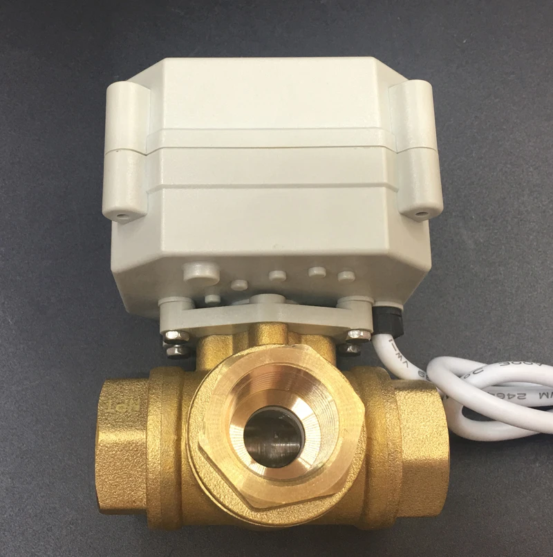 TF15-BH3-A 1/2'' 3 T Type Way Brass Actuator Operated Valve  AC/DC9-24V No Manual override, No position indicator