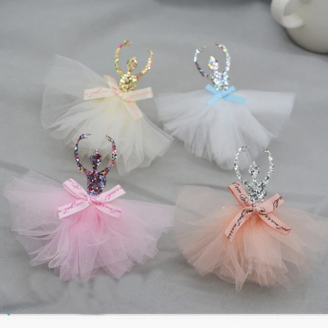 4pcs/lot 9.5x7.5cm Lace skirt ballet girls Appliques For children hair accessories and DIY Kid patches