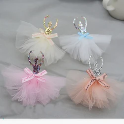 4pcs/lot 9.5x7.5cm Lace skirt ballet girls Appliques For children hair accessories and DIY Kid patches