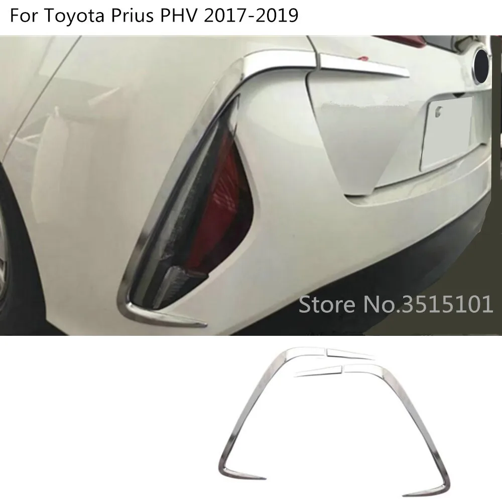 سيارة الخلفي الخلفي الضباب إطار المصباح الخفيف عصا التصميم ABS كروم غطاء الكسوة الحاجب لتويوتا بريوس PHV Prime 2017 2018 2019 2020 #2