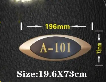 ملصق رقم باب البوليمر المعدني باللون الذهبي والأسود ، ملصق مخصص لباب الفندق ، الفيلا