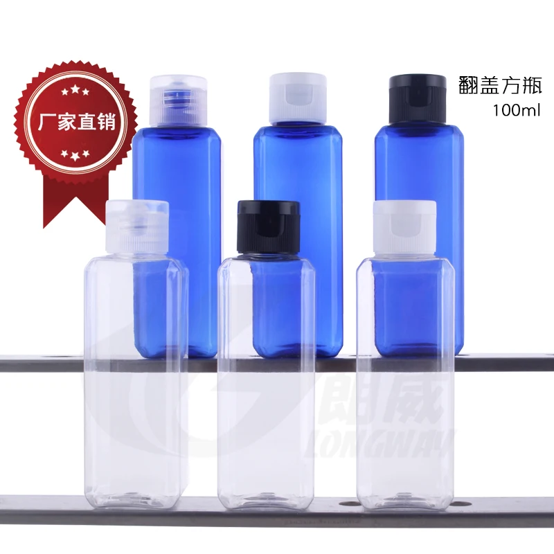 

free shipping Capacity 100ml 30pcs/lot Square flip bottles, PET bottles, bottles, sub-bottling,plastic bottle