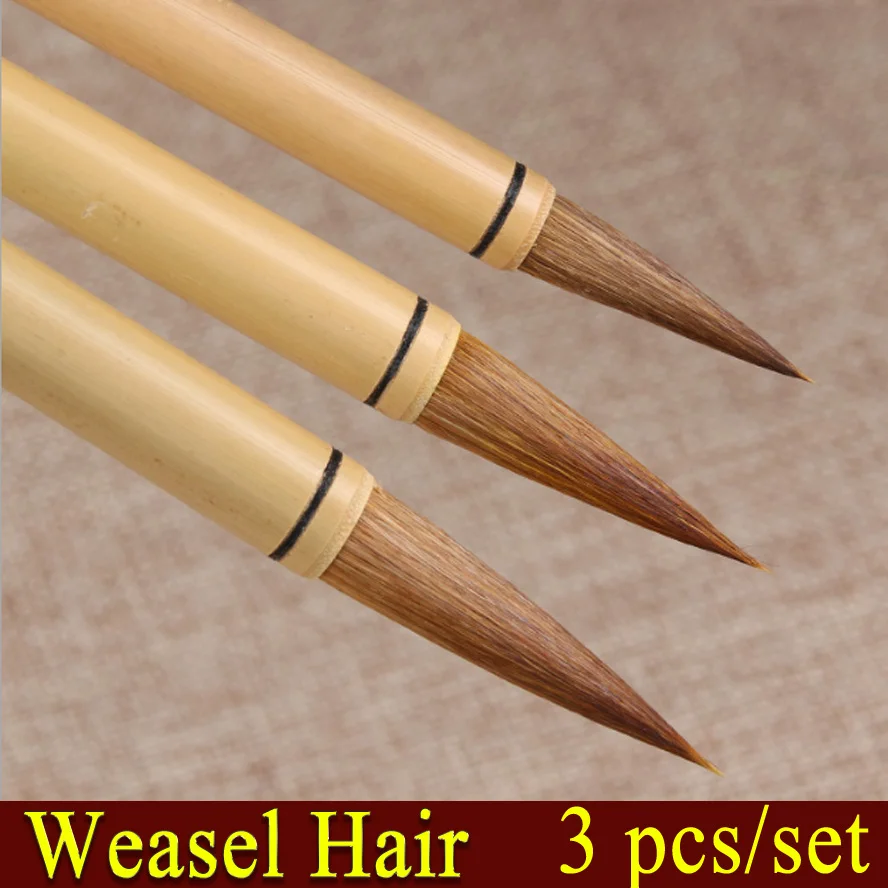 

3 pcs/set Weasel Hair Chinese Calligraphy Brush Pen Oil Paint Brush for Painting Art School Supplies