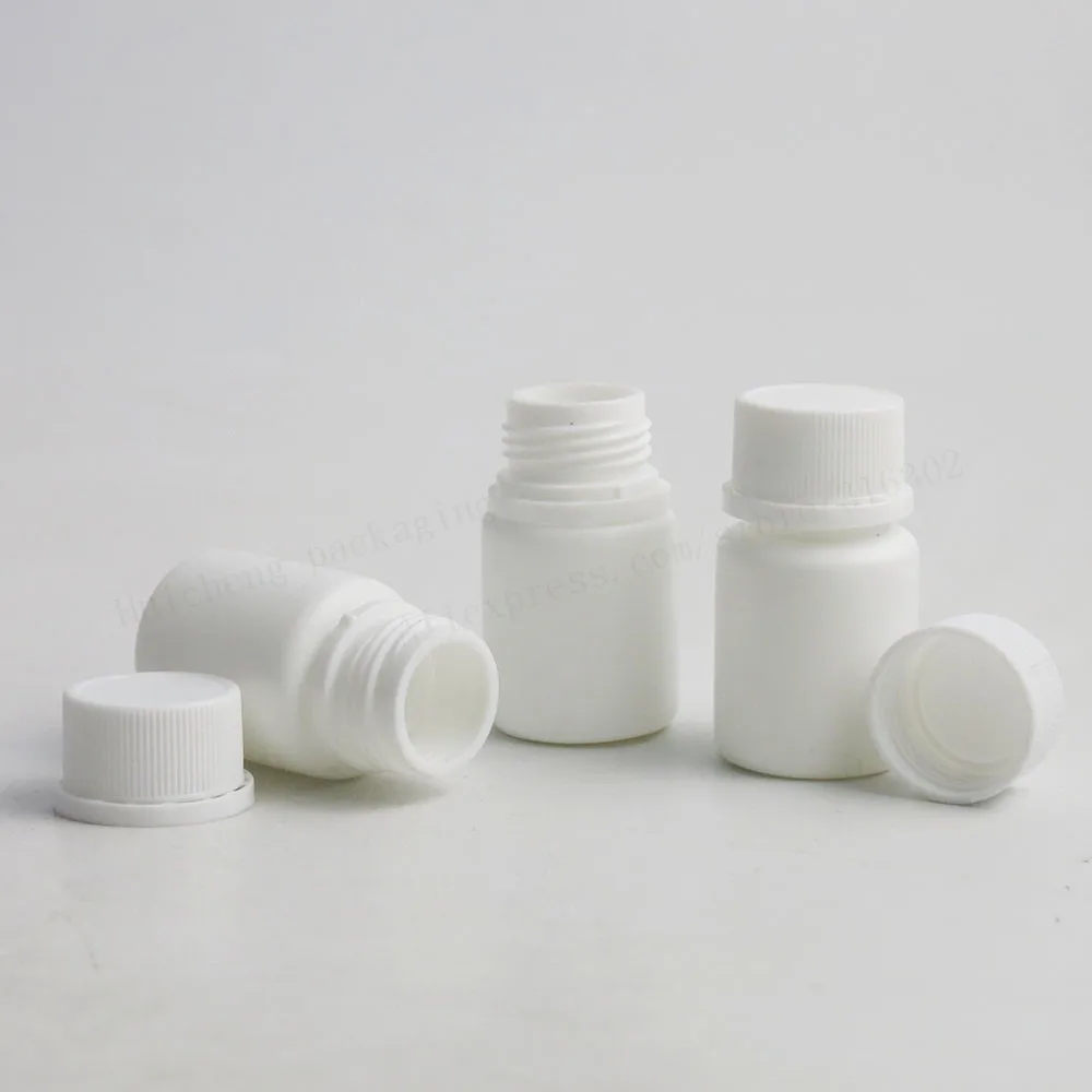 100 X 20ml HDPE Solid White Pharmaceutical Pill Bottles For Medicine Capsules Container Packaging with Tamper Seal Lids