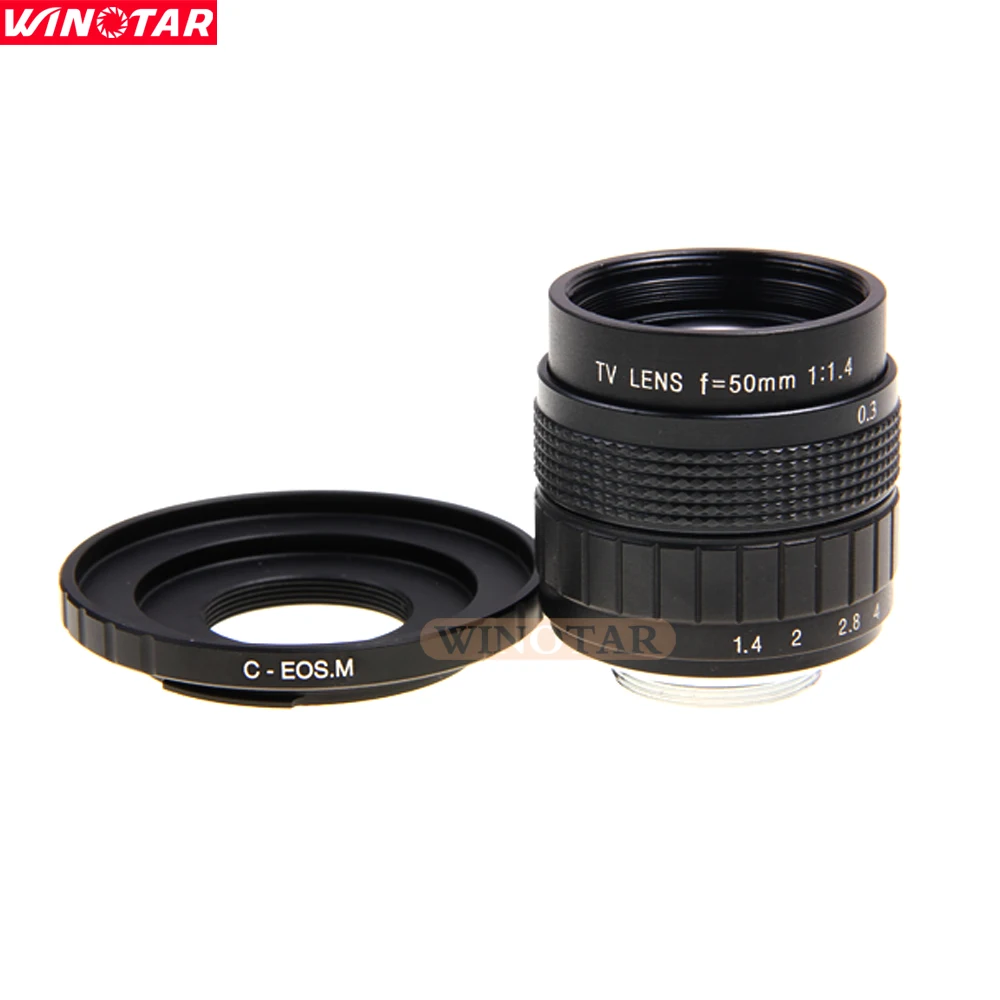 50mm F1.4 CCTV TV Movie lens+C Mount+Macro ring For Canon EOS M EOS M2 M3 M5 M6 M10 M50 M100 Mirrorless Camera