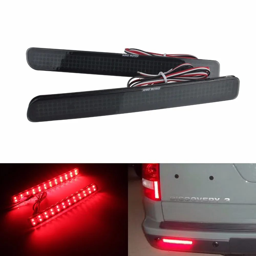 ANGRONG 2x Black Lens For Range Rover Sport L320 Discovery 3 4 Bumper Reflector LED Brake Stop Light(CA184)