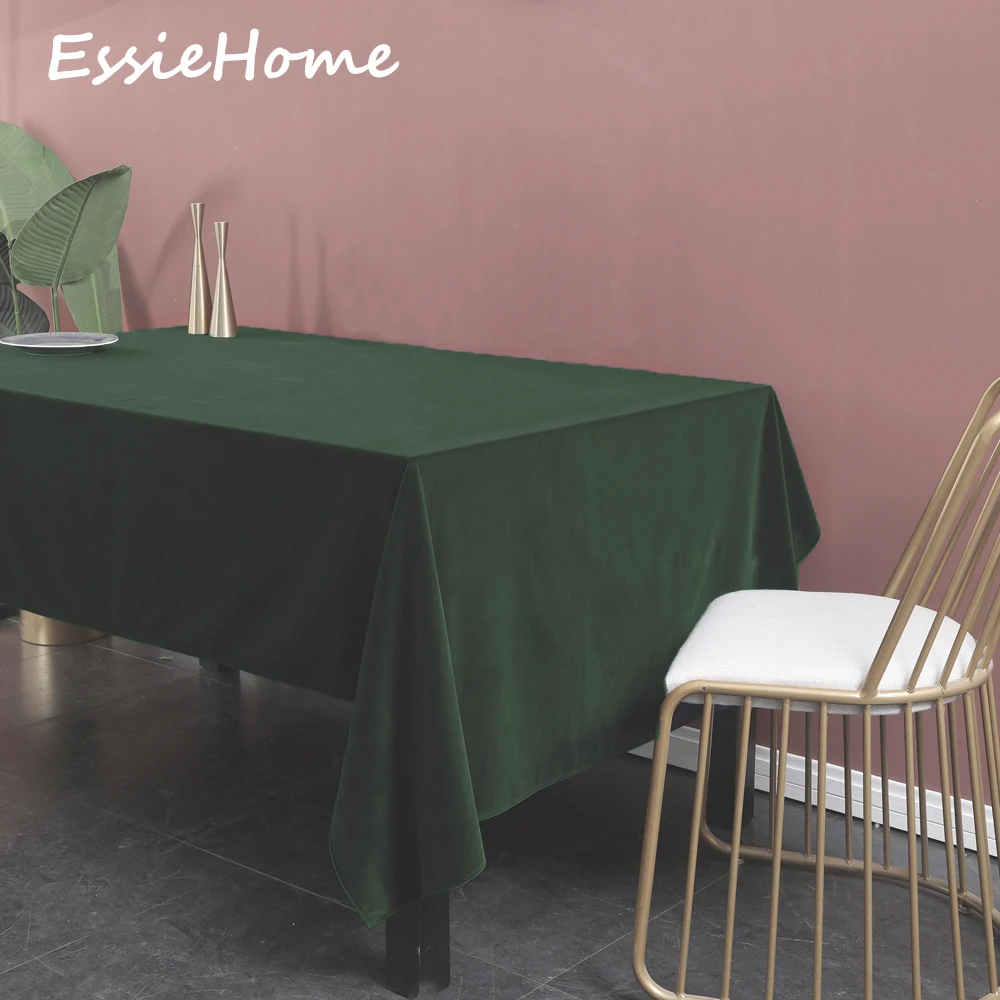 ESSIE HOME Emerald Green Rich Green Single Side Matte Velvet High End Velvet Table Cloth Table Linen Wedding Decoration Placemat