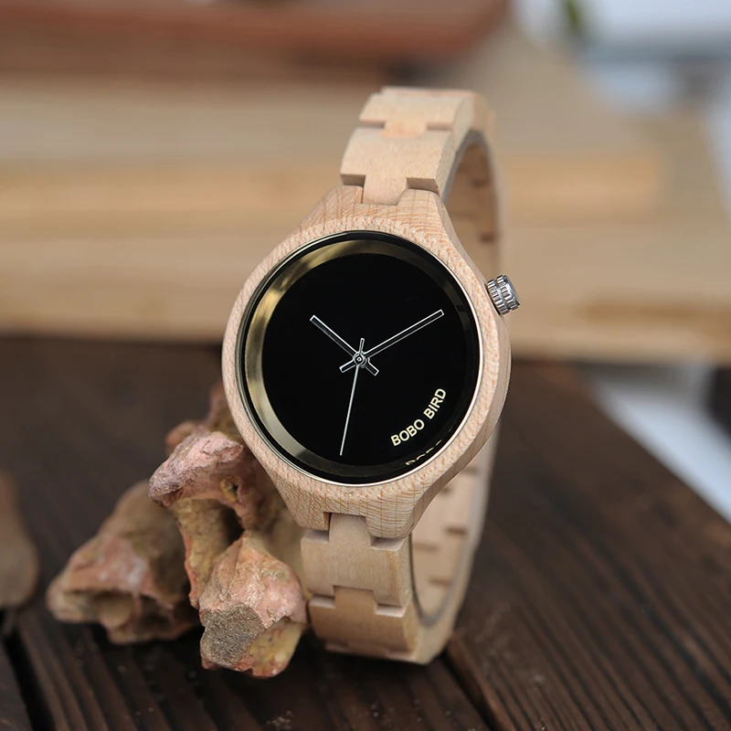 relogio feminino 2 Colors BOBO BIRD Wood Women Watches Luxury Special Handmade Wooden Wrist Watch for Women Gifts C-P16 Custom