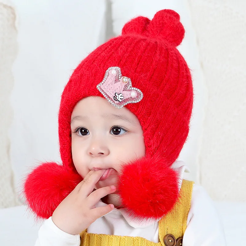 

Spring Winter Baby Girl Hat Children Girl Kids Beanie Winter Ear Caps For Girls Girls Hats