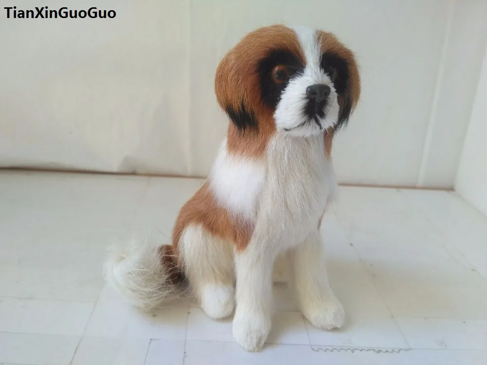 Sangramento saint bernard modelo duro plástico & peles simulação cão 12x14cm prop, decoração de casa brinquedo presente s1827