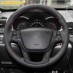 Black Leather Trim Hand-stitched Car Steering Wheel Cover For Kia Sorento 2009 2014 2012 2013 2010 2011 Accessories