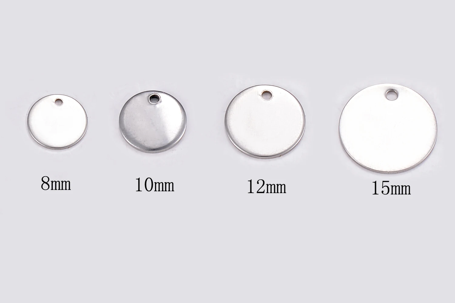 8mm,10mm,12mm of 50pcs Silver & Gold Tone Stainless Steel Blank Stamping Tags ID Dog Tag for Logos Not Turn Off Color