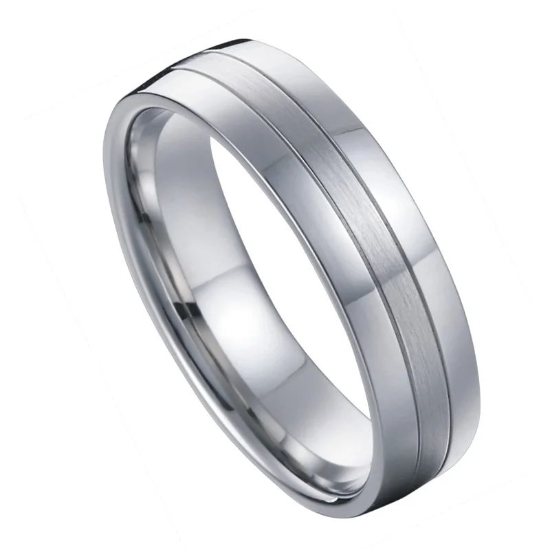 Men\'s Alliances Titanium Wedding Band Promise couple Rings for men white gold silver color 6mm USA size 7 8 9 10 11 12 13 14 15