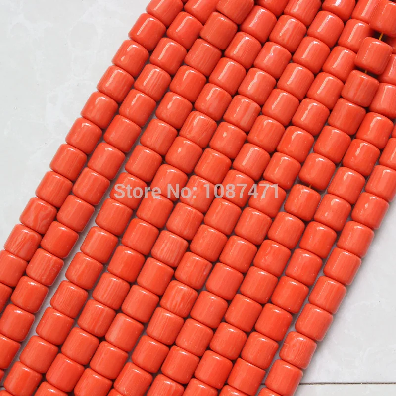 

200pcs 6mmx8mm Synthesis High imitation red coral pillar-shaped beads Crafts Charm Gifts jewelry bracelet bead accessories C070