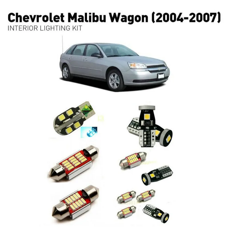 

Led interior lights For Chevrolet malibu wagon 2004-2007 11pc Led Lights For Cars lighting kit automotive bulbs Canbus