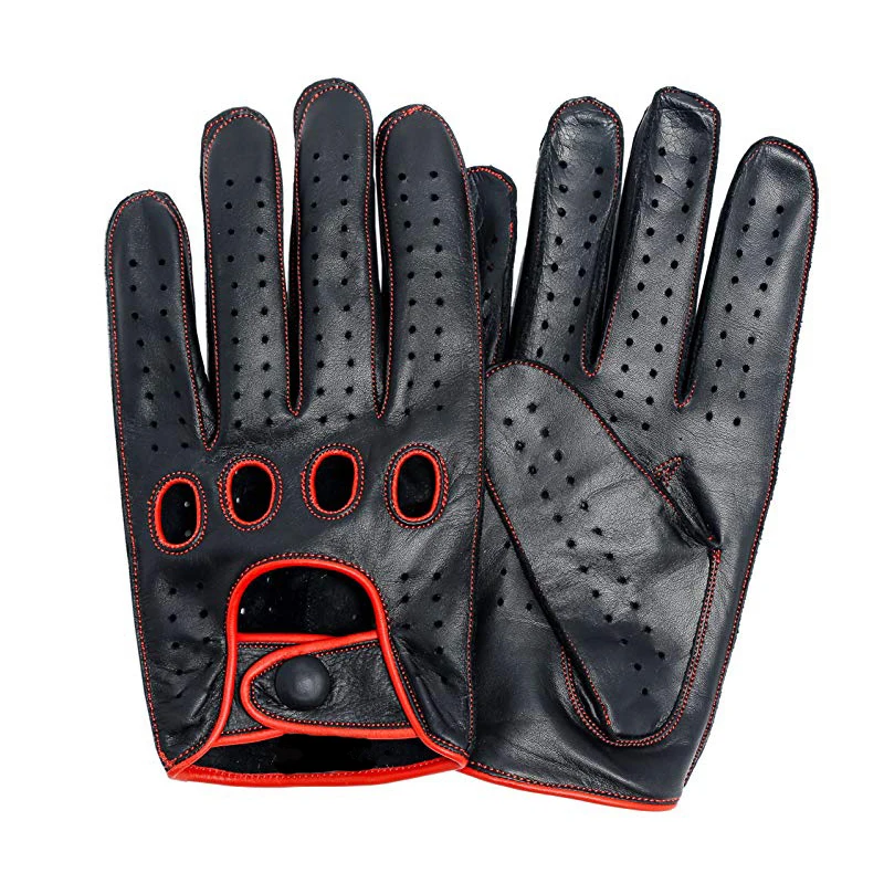 

High Quality Men's Genuine Leather Gloves Lambskin Gloves Fashion Men Breathable Driving Gloves For Male Mittens