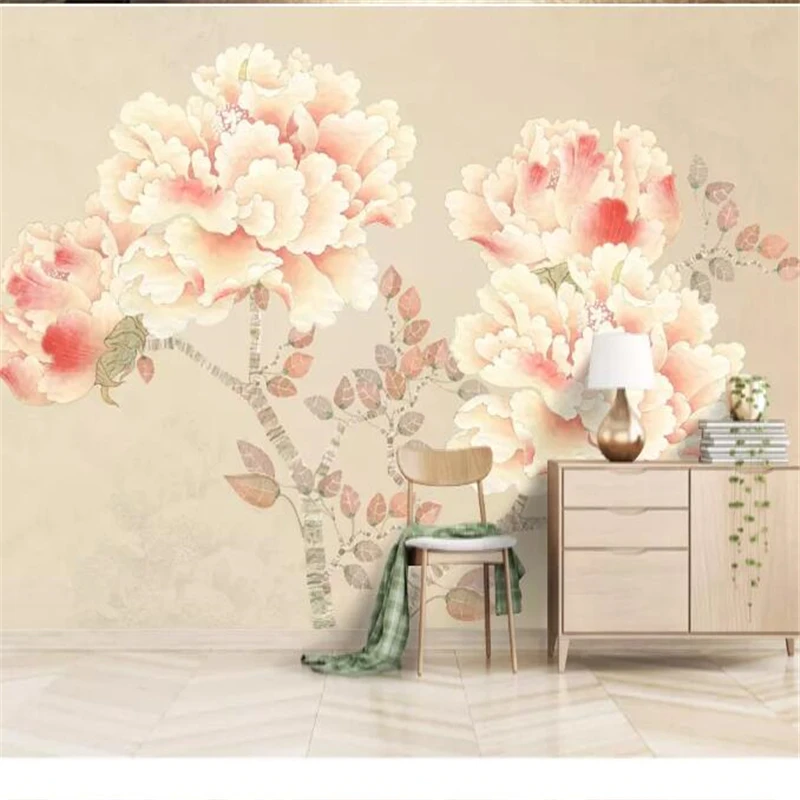 wellyu papel de parede para quarto Custom wallpaper Home and rich peony work pen peony TV background wall papier peint behang