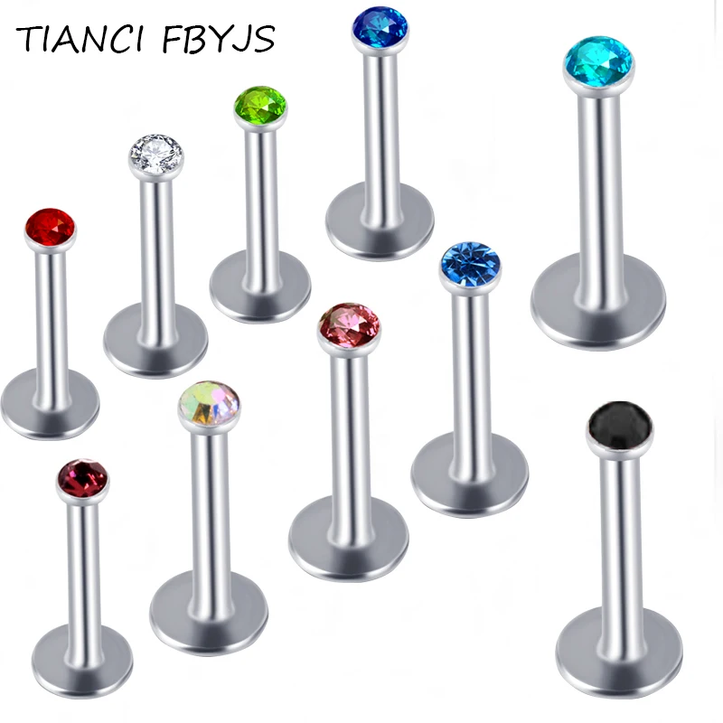 

TIANCIFBYJS Surgical Steel Crystal Labret Rings Body Jewelry Lip bars Piercing 16g Labret Piercings Earring for Sexy Womens Mens