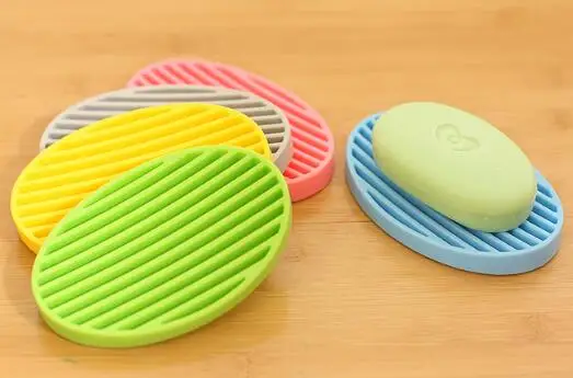 Silicone Flexible Toilet Soap Holder Plate Hollow Design Bathroom Soapbox Anti Slip Soap Dish Holder lin3827