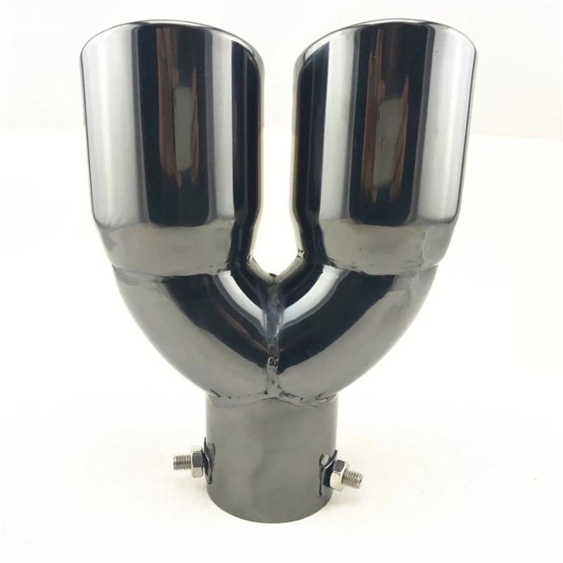 1X Titan   Black Stainless Steel Dual Exhaust Tip 2.5