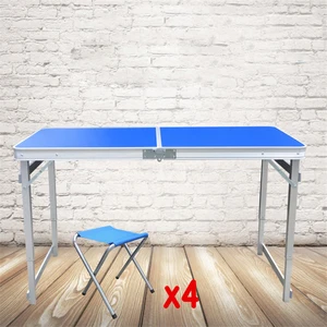 Outdoor Folding Table With 4PCS Stool Camping Aluminium Alloy Picnic Waterproof Ultra-light Durable Foldable Table Desk 120*60CM