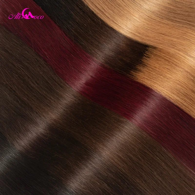 Ali Coco brasilianisches glattes Haar 1/3/4 Bündel „8-30“ Zoll # 2/ # 4/1b/27/ # 27/1b/99j Nicht Remy Ombre Haar 100 % menschliche Webart Bundles