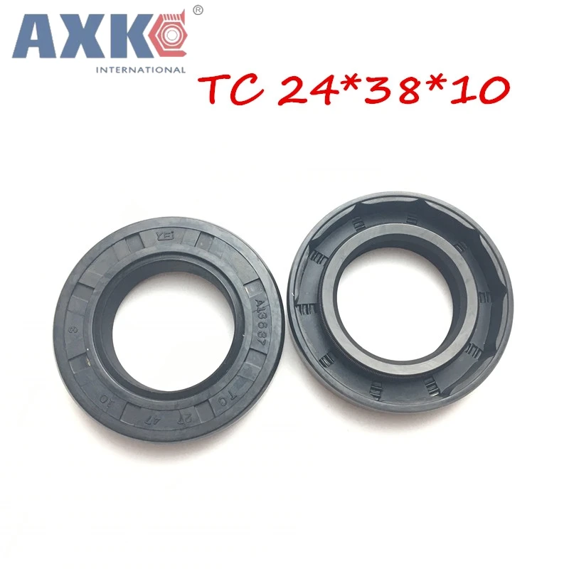 

10pcs/NBR Shaft Oil grease Seal TC-24*38*10 Rubber Covered Double Lip With Garter Spring