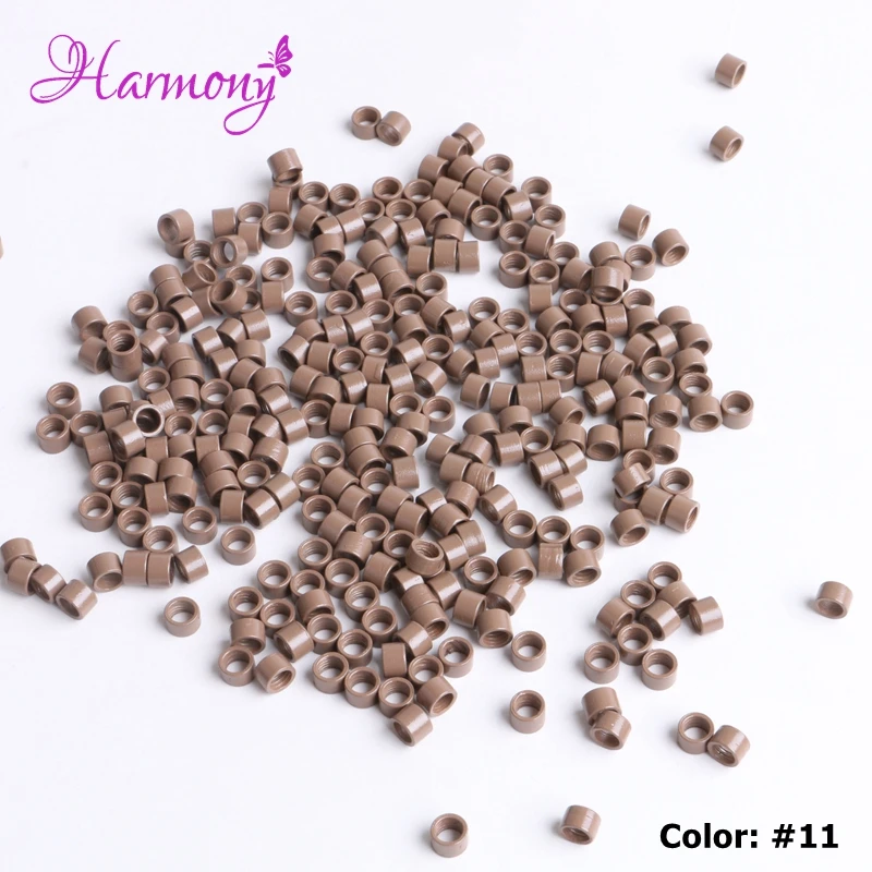 Screw Micro Rings 4.5*3*3MM 1000Pcs/Bottle #5 Medium Brown Hair Beads Microring Hair Crimp Beads Hair Extension Tubes