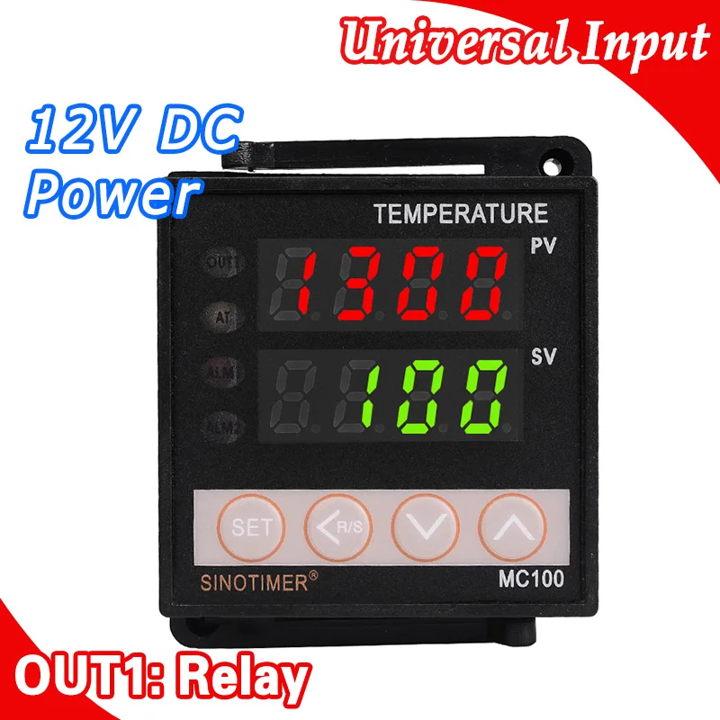 Digital PID TEMPERATURE CONTROLLER REGULATOR Thermostat in Power 24V DC AC, Thermocouple K J E PT100 sensor Input, Relay Output