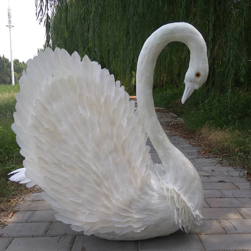 real life Bird white feathers bird large 70x60cm white swan with wings ,home garden decoration filming prop gift h1379