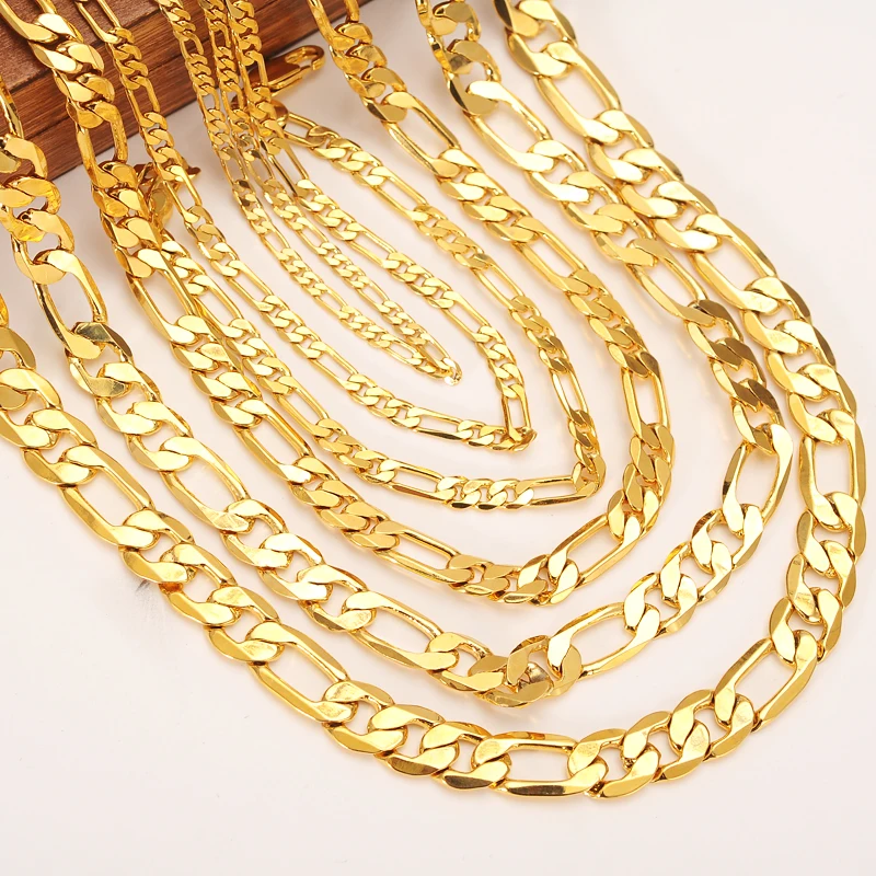 Bangrui 3mm 4mm 5mm 6mm 7mm 9mm 10mm Width Fashion Classic Yellow Color Chain Necklace braceletFashion Jewelry