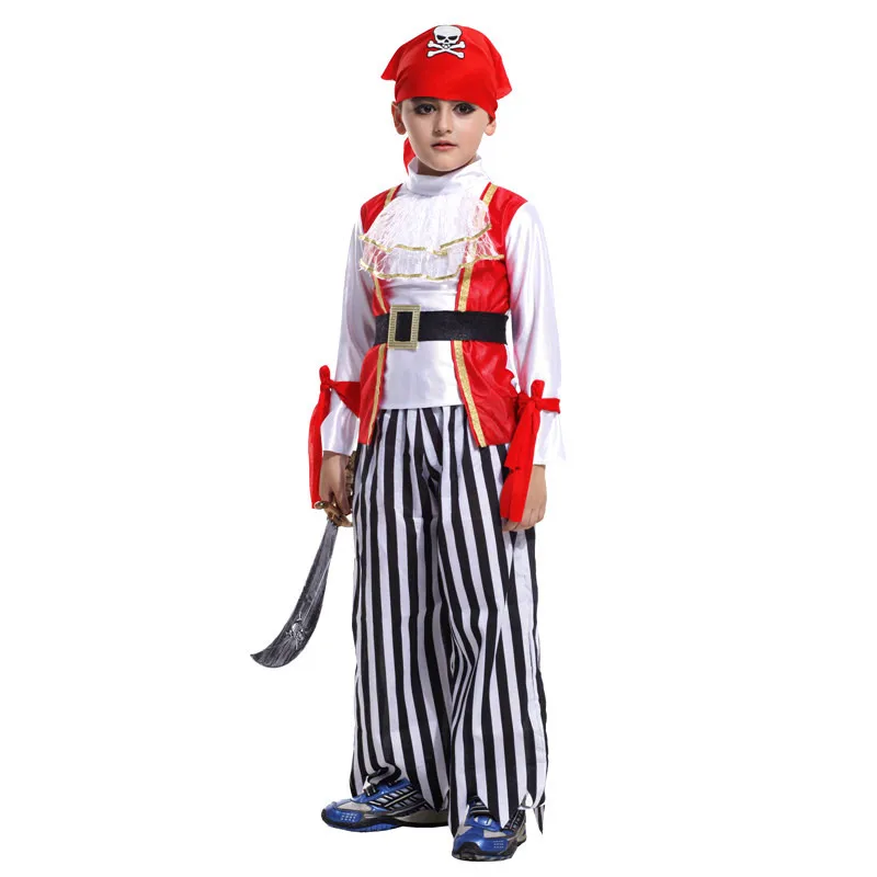 M-XL Boys Halloween Robber Bandit Costumes Kids Pirate Cosplay Corsair Role Play Children's Day Carnival Christmas Party Dress