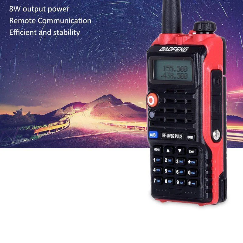 BaoFeng Bf-Uvb2 Plus Walkie Talkie High Power 5w LCD Display/LED Light Two-Way Radios UHF+VHF 136-174MHZ+400-520MHZ 4800mah