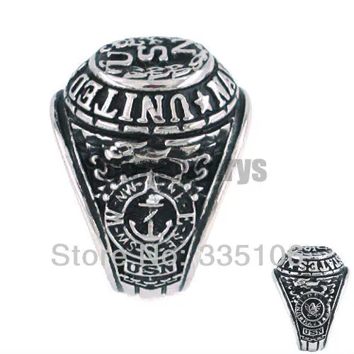 Wholesale United States Navy USN Ring Stainless Steel Jewelry Classic USA Military Biker Mens Gift SWR065A