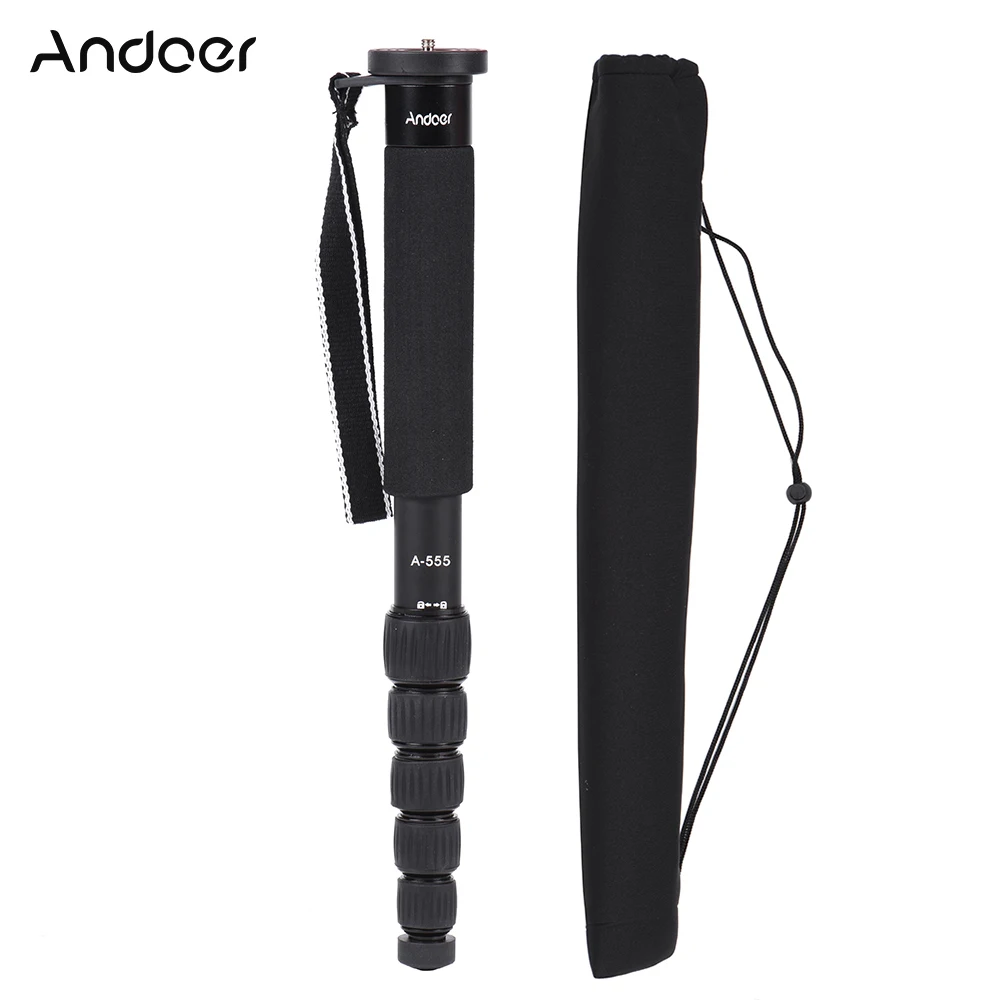 Andoer A-555 Aluminum Alloy Camera Monopod tripod Portable 6-Section Photography Unipod Stick for Nikon Canon Sony Pentax Camera