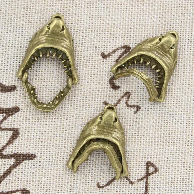 6pcs Charms Can Opened Shark Mouth Head 30x28mm Antique Making Pendant fit,Vintage Tibetan Bronze,DIY Handmade Jewelry