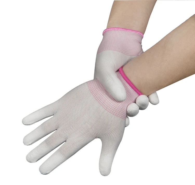 Coated finger Nylon Gloves With Flexible Rubber Finger Fine Work Tightly Knitted Elastic Line Gloves Breathable Rubber Gloves