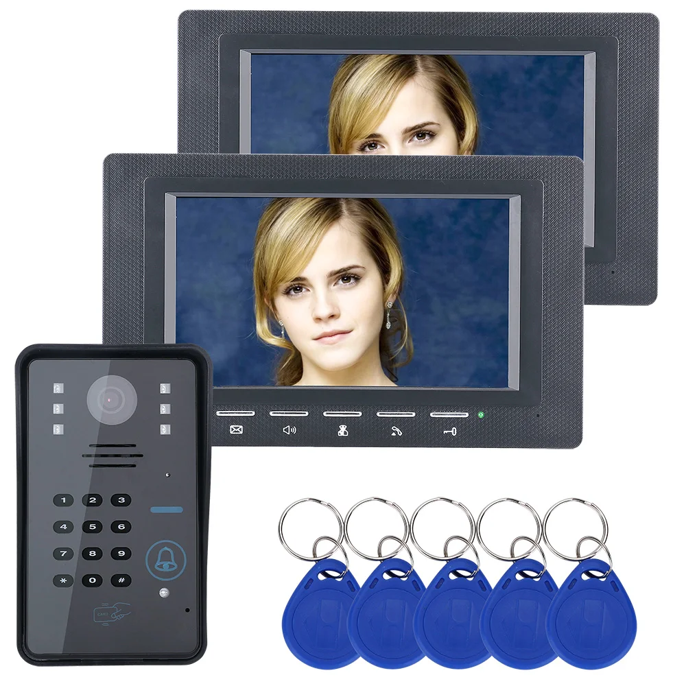 Monitor rfid de 7 polegadas e 2 monitores, campainha com senha para telefone e vídeo da porta, com câmera ir 1000, sistema de controle de acesso para linha de tv