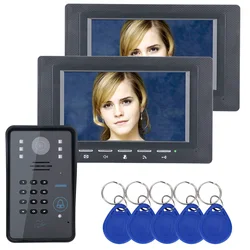 Intercomunicador con cámara IR, sistema de Control de acceso de línea de TV, 7 pulgadas, 2 monitores, RFID, contraseña, vídeo, teléfono, intercomunicador, 1000