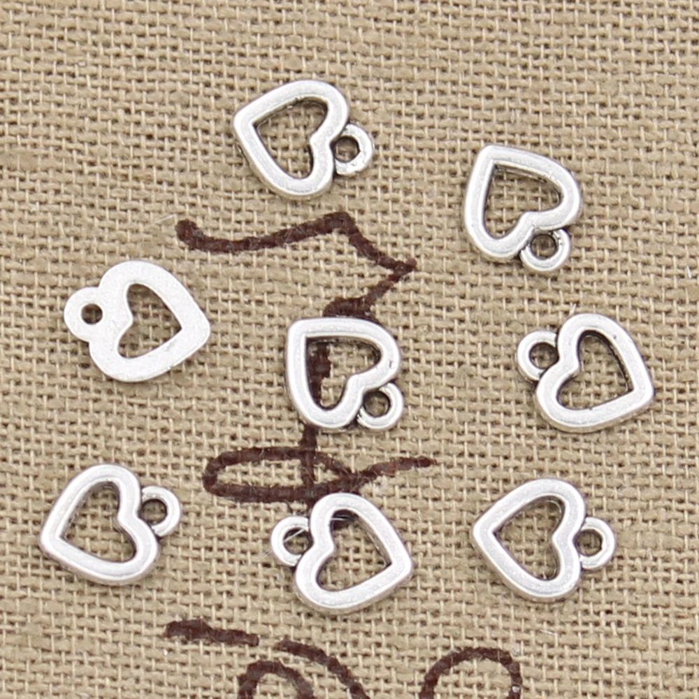 50pcs Charms Lovely Heart 8x6mm Antique Pendant fit,Vintage Tibetan Silver color,DIY Handmade Jewelry