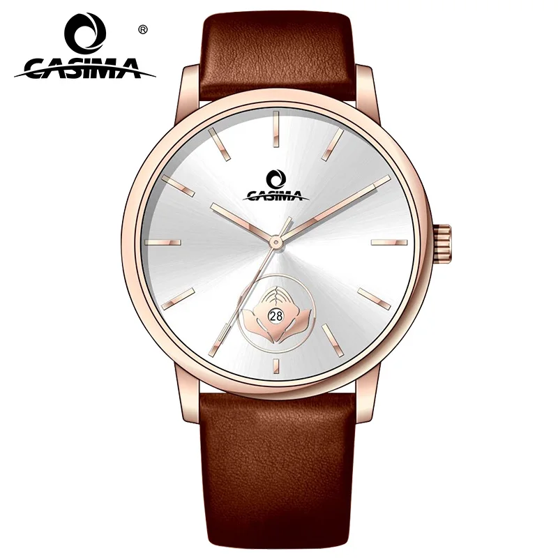 CASIMA Chinese Style Waterproof Alloy Case Leather Watchband Quartz Ladies Wrist Watches with Date for Gift 5138