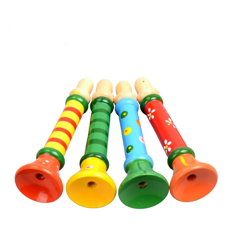 2xColorful drewniane trąbka Buglet trąbka edukacyjne zabawki dla dzieci dla dzieci dziecko drewniane zabawki Instrument muzyczny trąbka Hooter