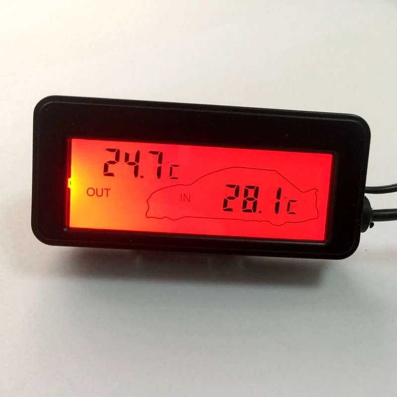 Vehicles Digital LCD Display Thermometer 12V Car Inside Outside Mini Temperature Meter Car Termometro Monitor 1.5M Cable Sensor