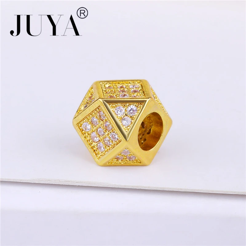 Jewelry Beads For DIY Bracelets Necklaces Accessories Findings High Quality Copper Metal Inaly Zircon Rhinestone Geometric beads