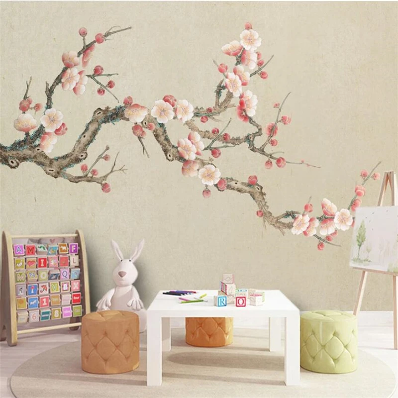 wellyu Custom wallpaper 3D mural pens sea otters flowers and birds TV background wall hand-painted flowers and birds wall paper