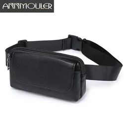 Annmouler-riñonera de piel sintética negra para mujer, para teléfono Bolso pequeño, bolso para chicas