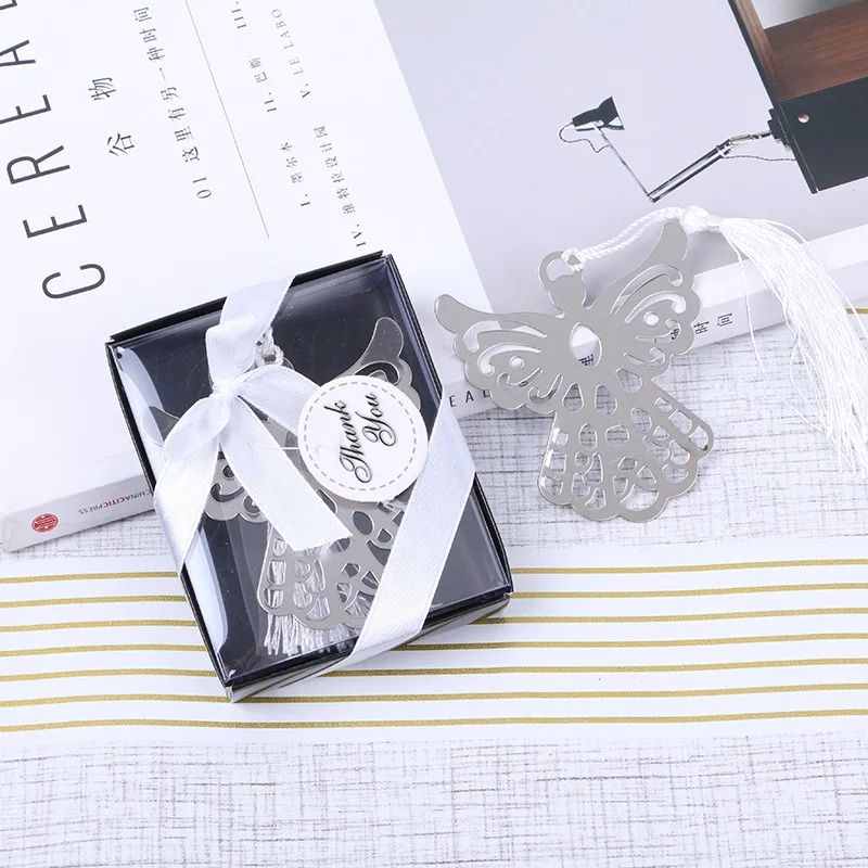 

Silver Angel Bookmark for Baptism Baby Shower Souvenirs Party Christening Giveaway Gift Wedding Gifts for guest 50pcs gift box