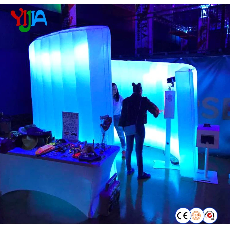 

White 10ft LED photo booth wall inflatable sprial wall with led strips for wedding party