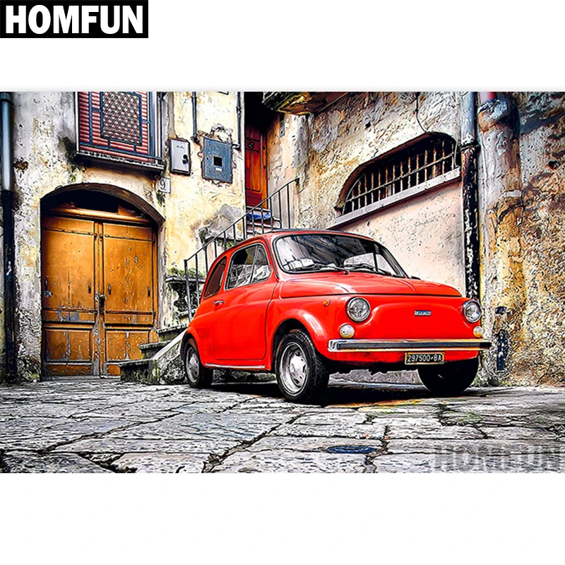 HOMFUN Pieno Quadrato/Rotondo Trapano 5D Pittura Diamante FAI DA TE \